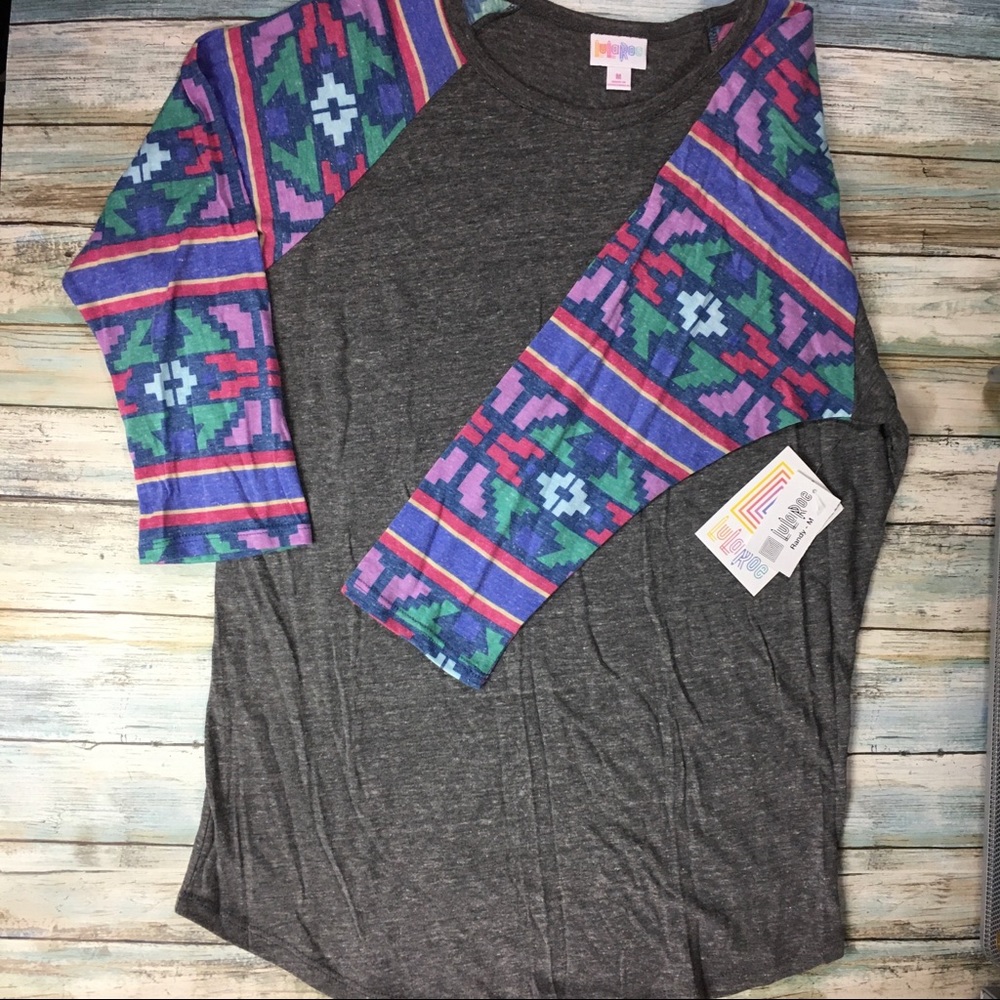 Charcoal w/ Aztec sleeves LuLaRoe Randy, size M